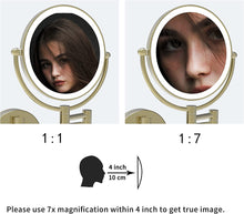 Load image into Gallery viewer, LED Wall-Mount Makeup Mirror Chrome 7X Magnification
